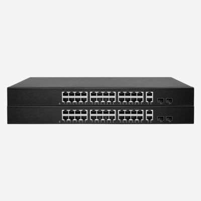260W Unmanaged Ethernet Switch With 24 10/100M RJ45, 2 Gigabit RJ45 And 2 Gigabit SFP