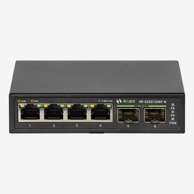 12W 60Gbps External 9K Jumbo Frame 2.5G Ethernet Switch With 4 2.5G And 2 10G SFP+ Ports