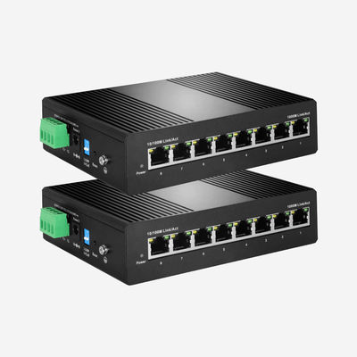 DC 12V-57V 8 Port Industrial Unmanaged Ethernet Switch With 8 Gigabit RJ45 Ports