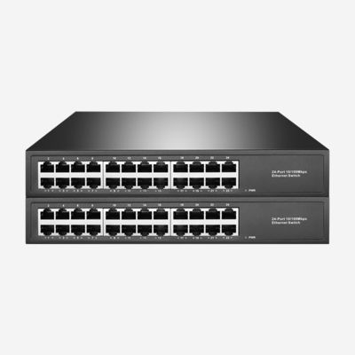 24 Port 10/100 Mbps Wired Network Switch 266 X 183 X 39 Mm Dimension